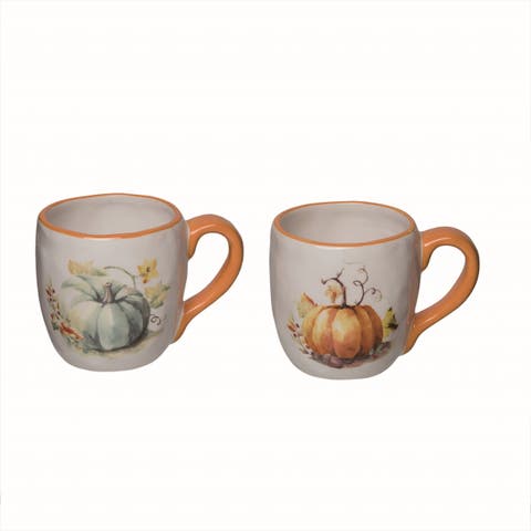 Dolomite Pumpkin Mug Set of 2 Fall Harvest Ceramic Drinkware