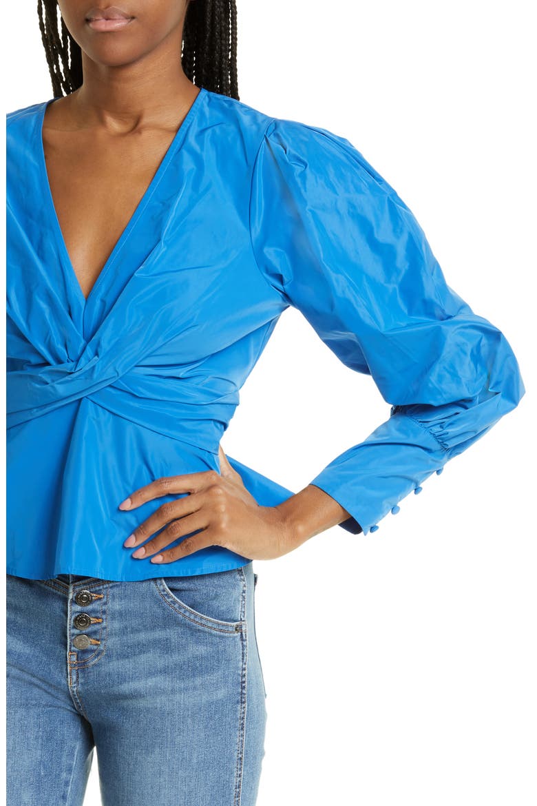 Seema Twist Front Taffeta Blouse, Alternate, color, BLUEBELL
