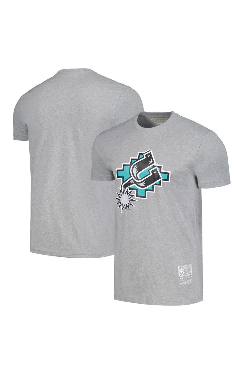 Mitchell & Ness Unisex Mitchell & Ness Heather Gray San Antonio Spurs Hardwood Classics MVP Throwback Logo T-Shirt, Main, color, Heather Gray