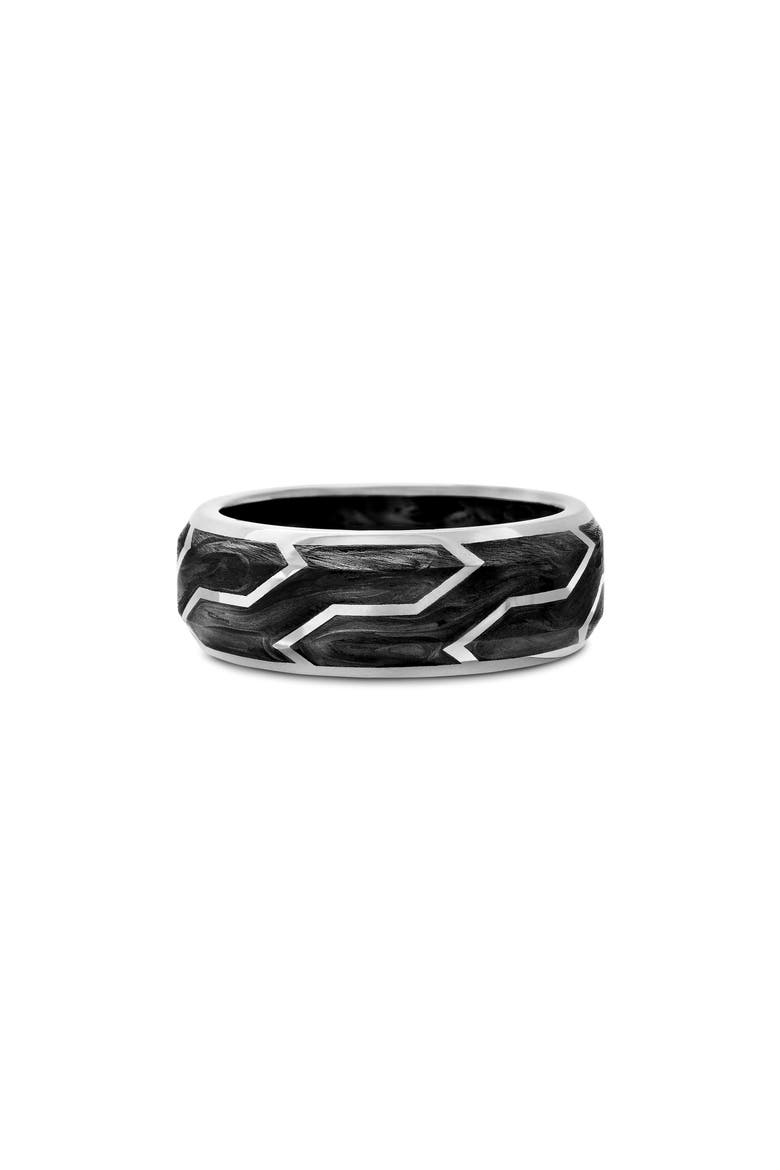 Forged Carbon Band Ring in 18K White Gold, Main, color, WHITE GOLD/ FORGED CARBON