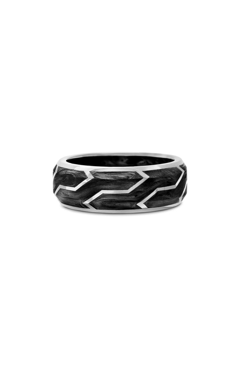 David Yurman Forged Carbon Band Ring in 18K White Gold, Main, color, White Gold/ Forged Carbon