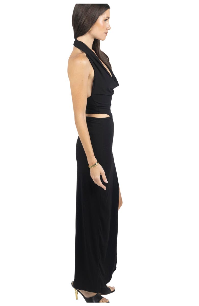 AKALIA Cayla V Neck Backless Midi Dress - Elegant and Modern Fashion, Alternate, color, 
