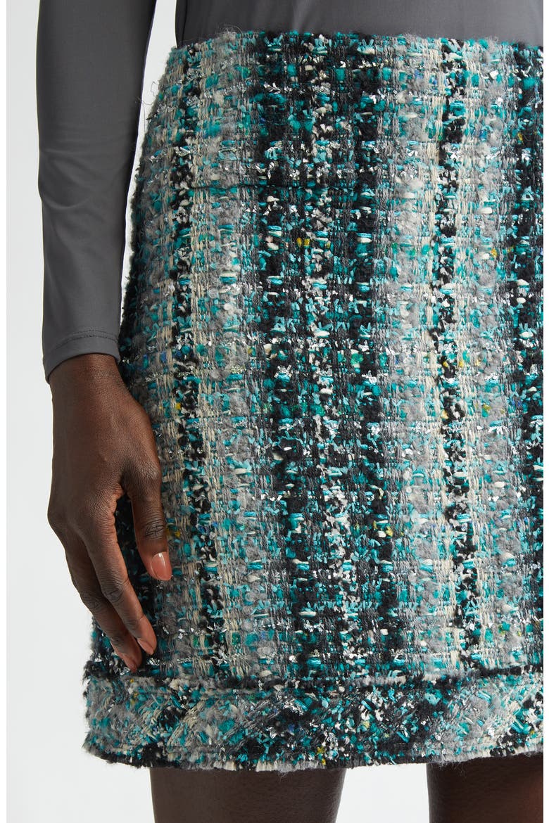 Foiled Eyelash Tweed Miniskirt, Alternate, color, JUNIPER/ AQUAMARINE MULTI