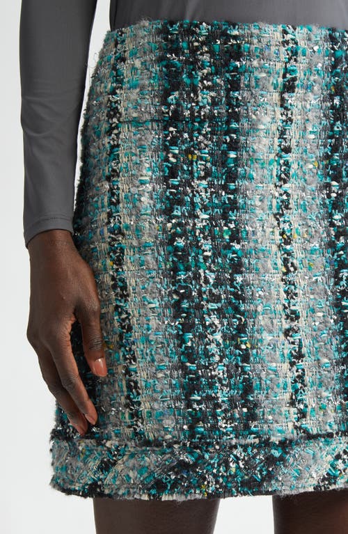 St John St. John Collection Foiled Eyelash Tweed Miniskirt In Juniper/aquamarine Multi