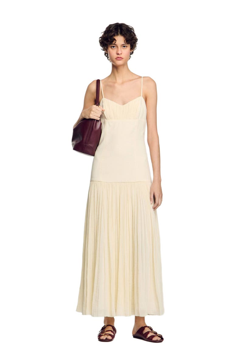 SANDRO Pleated maxi dress, Alternate, color, 