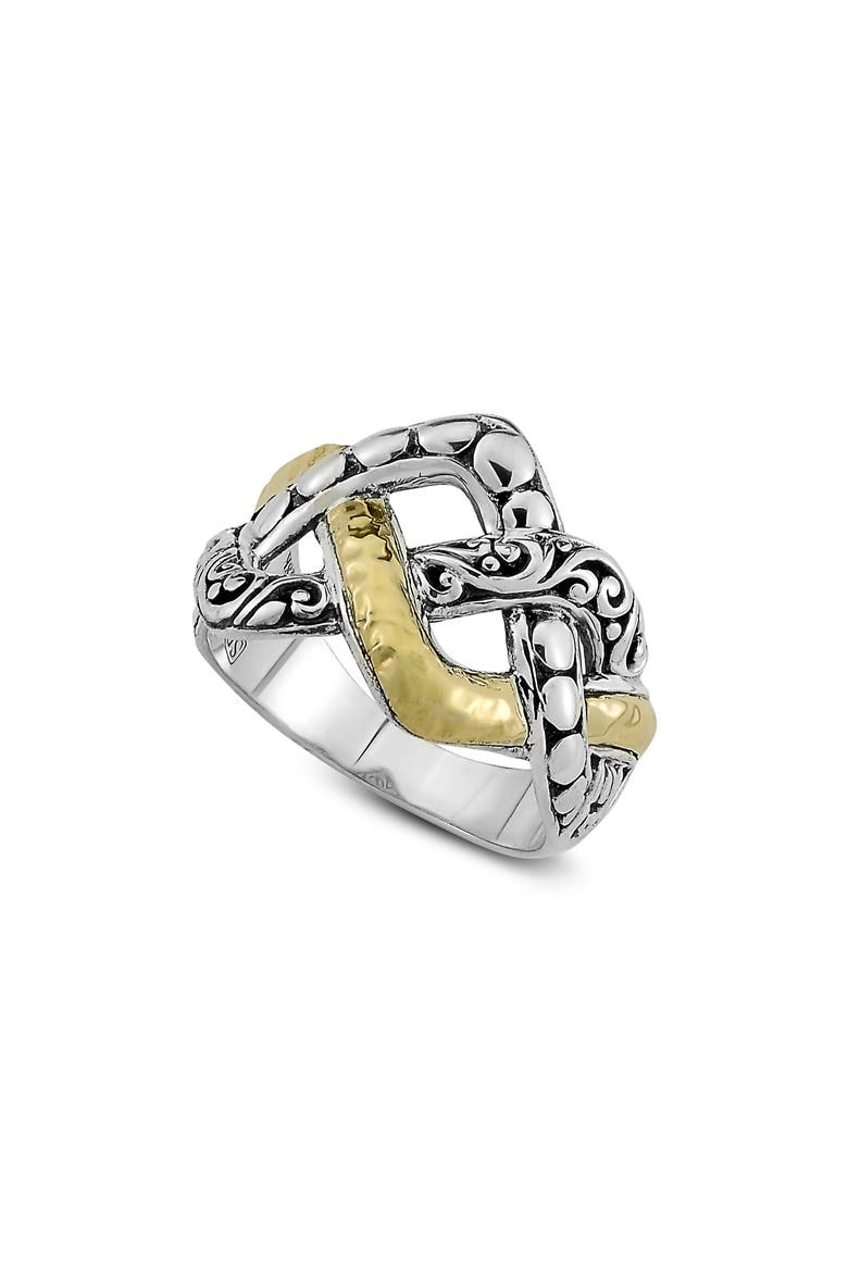 Interlock Design Ring, Main, color, SILVER AND GOLD