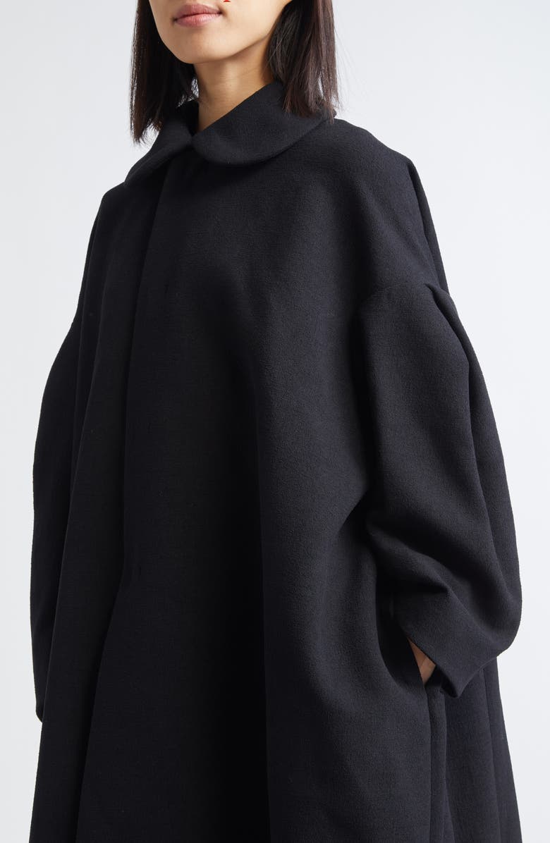 Comme des Garçons Comme des Garçons Peter Pan Collar Oversize Crepe Overcoat, Alternate, color, Black