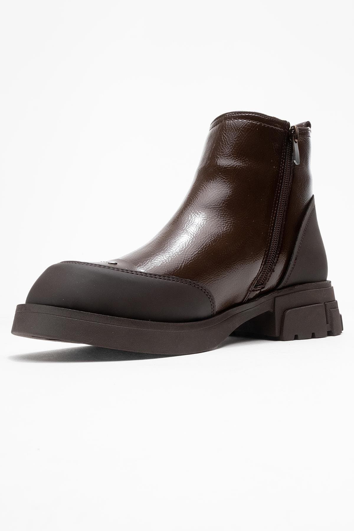 Albia Zip Boot, Alternate, color, Dark Brown Patent Leather