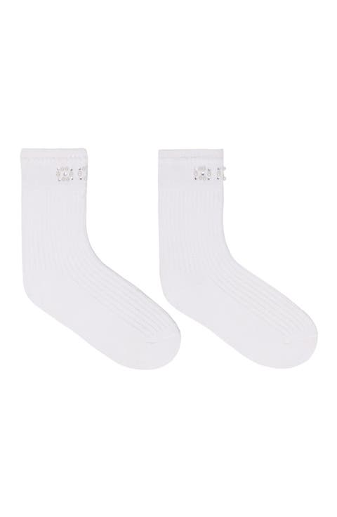 Pearl pointelle socks