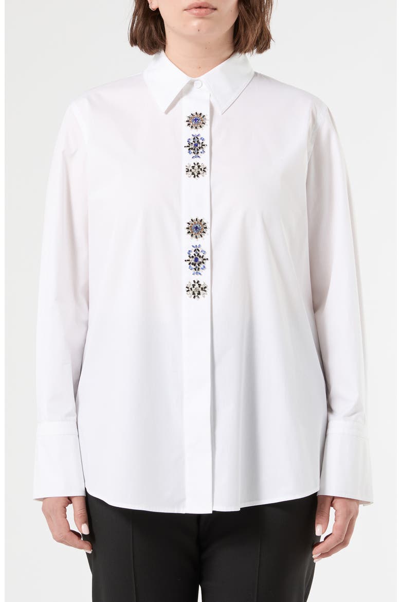 Embellished Cotton Shirt, Main, color, OPTICAL WHITE