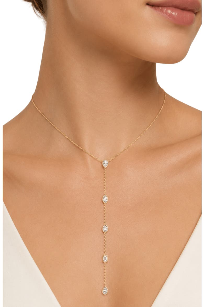 Multi Shape Lariat Lab Diamond in 14K, Alternate, color, Yellow Gold