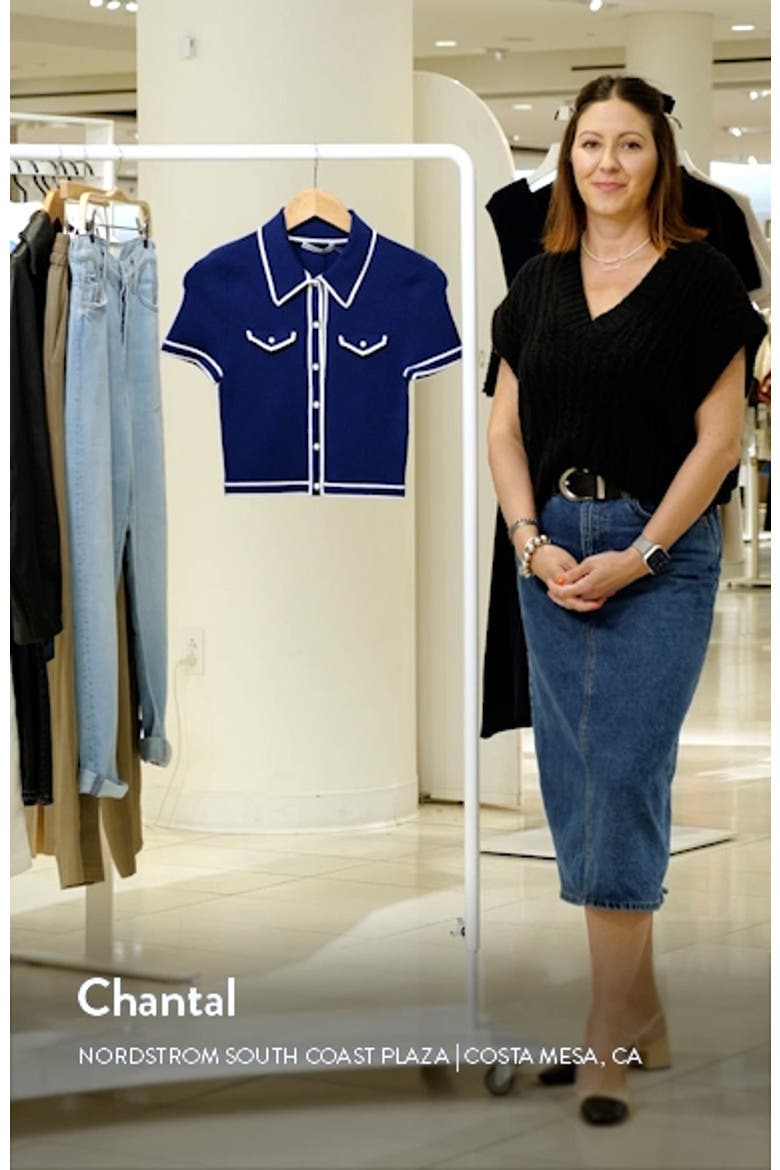 Marlena Crop Wool Blend Button-Up Polo Sweater video