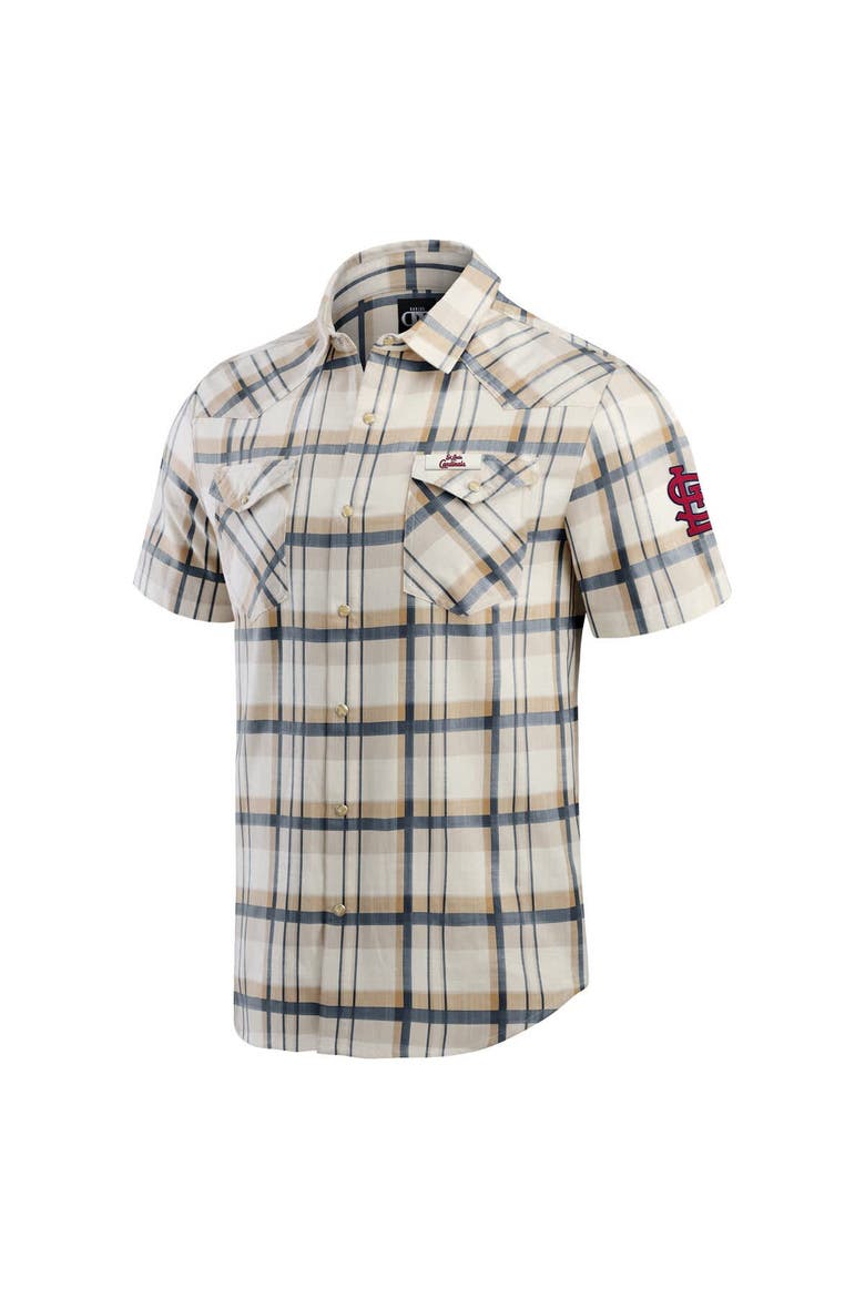 Men's Darius Rucker Collection by Fanatics Navy St. Louis Cardinals Plaid Full-Snap Shirt, Alternate, color, Cream