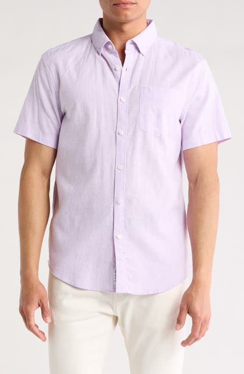 Stretch Linen Blend Short Sleeve Shirt