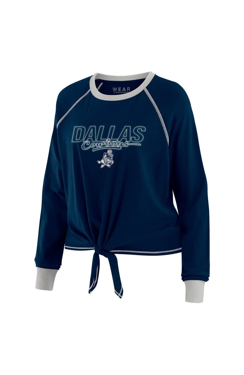 WEAR by Erin Andrews Women's WEAR by Erin Andrews Navy Dallas Cowboys Tie-Front Long Sleeve T-Shirt, Alternate, color, Navy