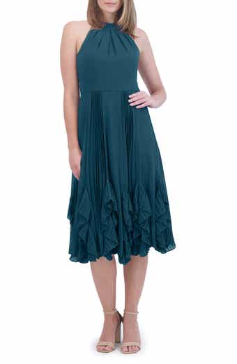 Eliza J Ruffle Pleat Halter Neck Cocktail Dress
