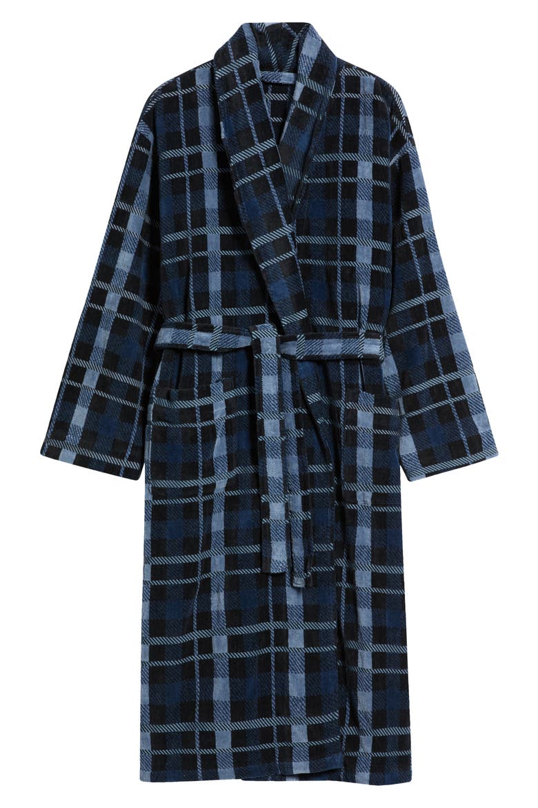 Terry Shawl Robe, Alternate, color, NAVY/ BLUE