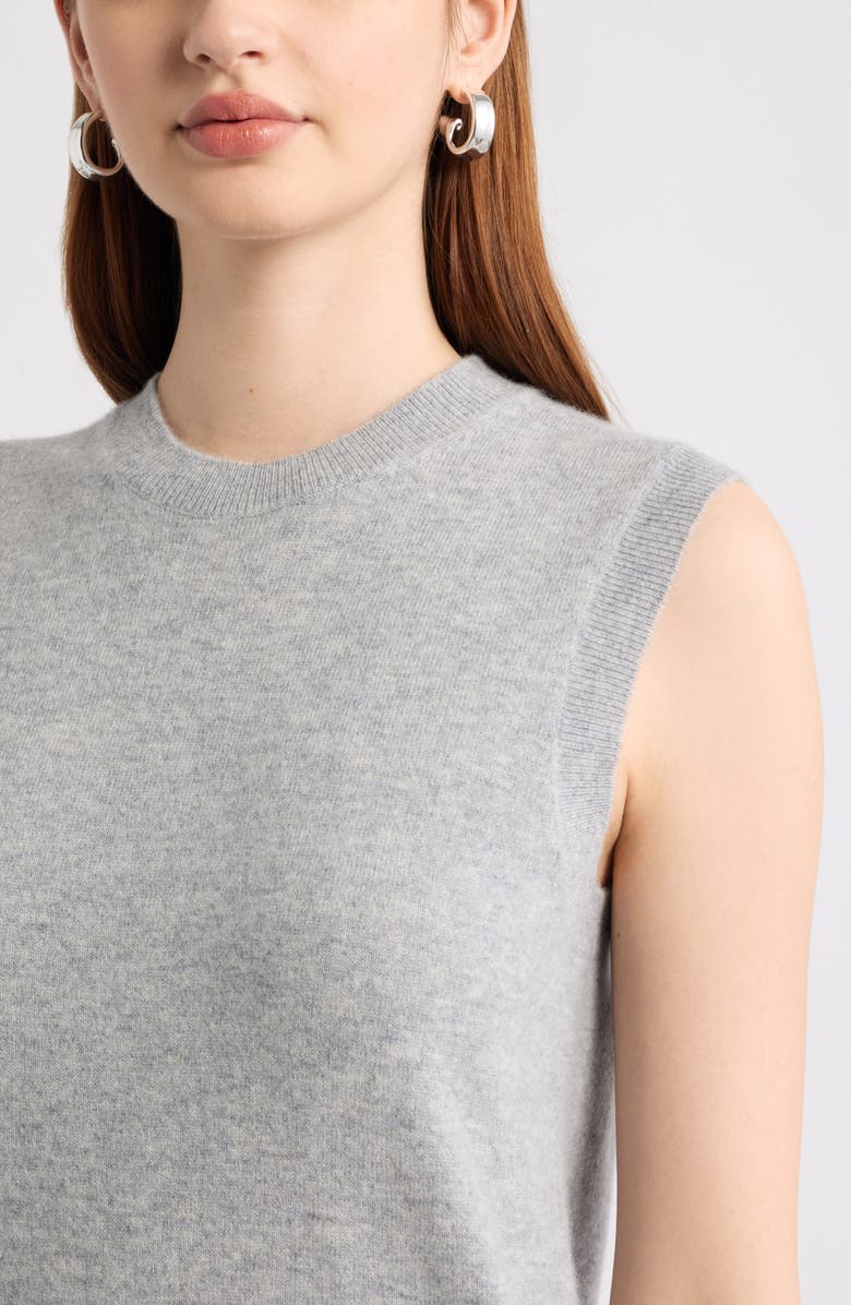 Nordstrom Sleeveless Cashmere Sweater, Alternate, color, Grey Silk Heather