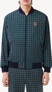 Lacoste Plaid Water Repellent Bomber Jacket