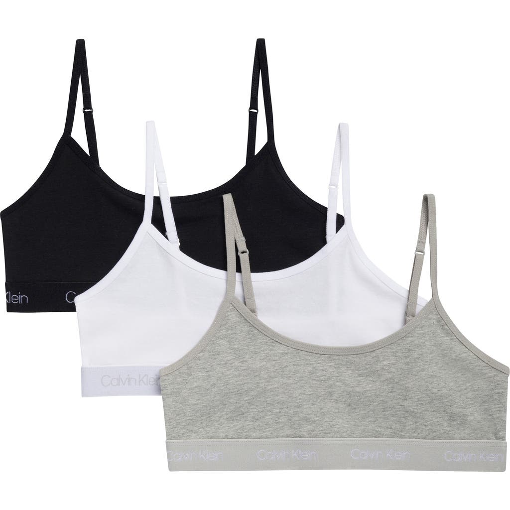 Calvin Klein Kids' Assorted 3-Pack Stretch Cotton Bralettes in Hgry/wht/blk at Nordstrom Rack, Size Small