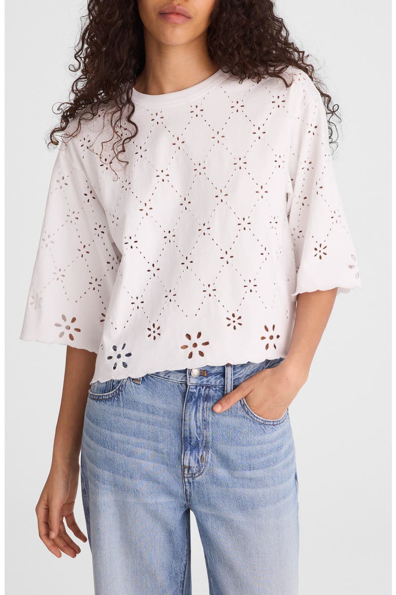 The Embroidered Boxy Crop Tee, Main, color, WHITE