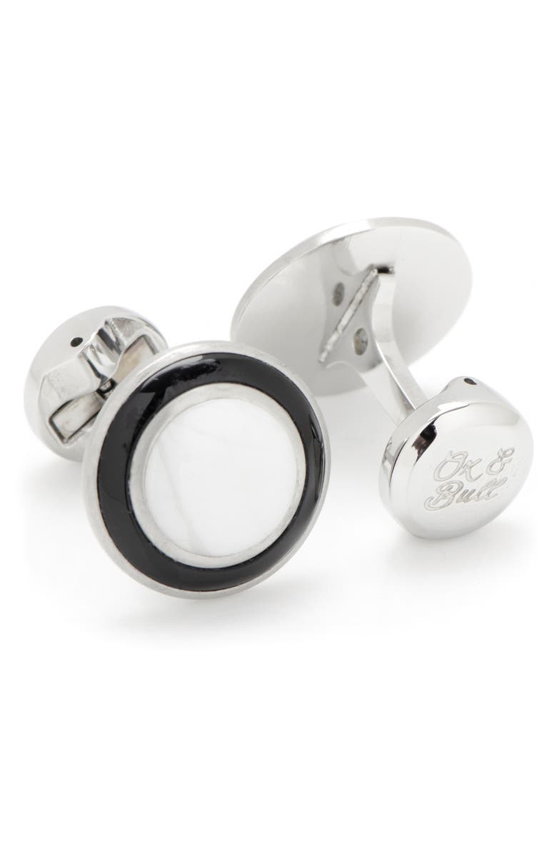 Cufflinks, Inc. Jade & Onyx Cuff Links, Alternate, color, White