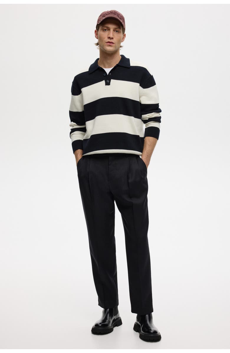 H&M Relaxed Fit Polo Shirt, Alternate, color, Dark Blue/Striped