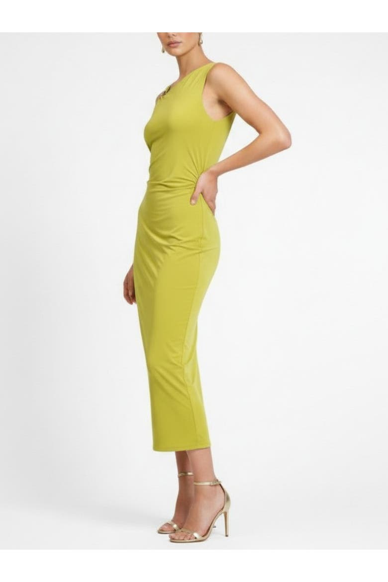 Ivy Asymmetrical Drape Midi Dress, Alternate, color, Green
