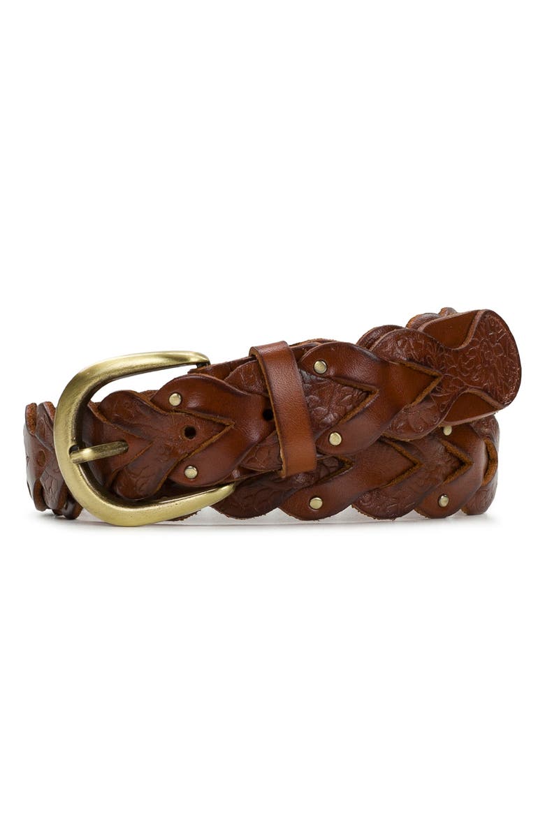Patricia Nash Sassetta Woven Leather Belt, Main, color, Tan