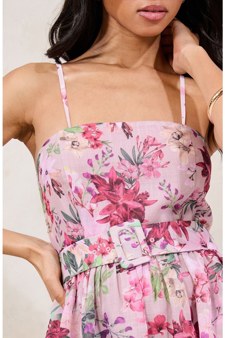 Floral Belted Midi Sundress, Alternate, color, PINK