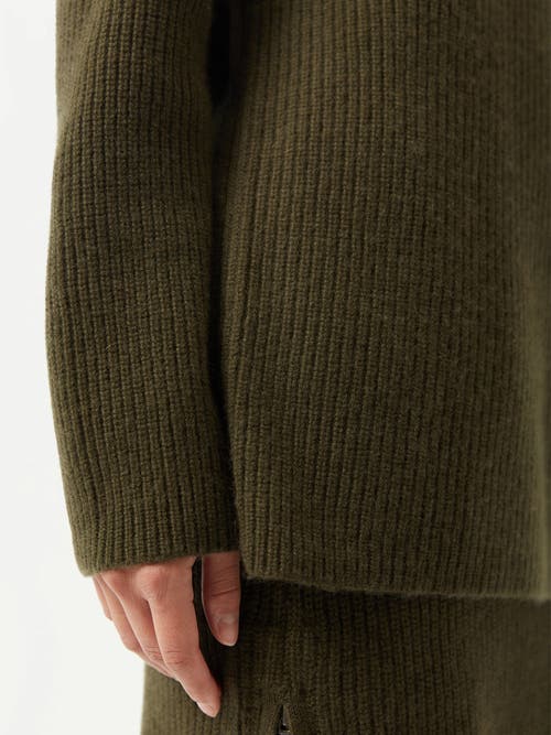 Shop Gobi Mongolian Cashmere Cashmere Sweater With Side Zipper In Capulet Olive