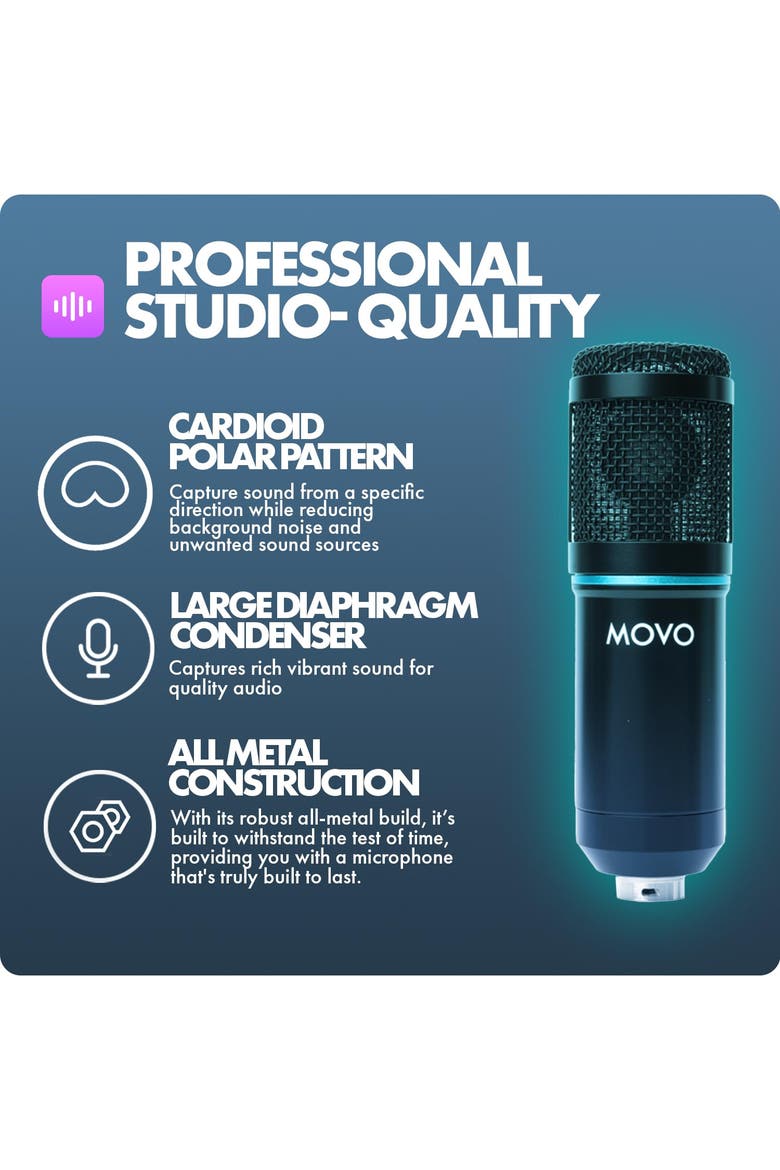 2-Pack Universal Cardioid Podcasting Microphone Bundle with Tabletop Mic Stand and Pop Filter for XLR Outputs, Alternate, color, Black