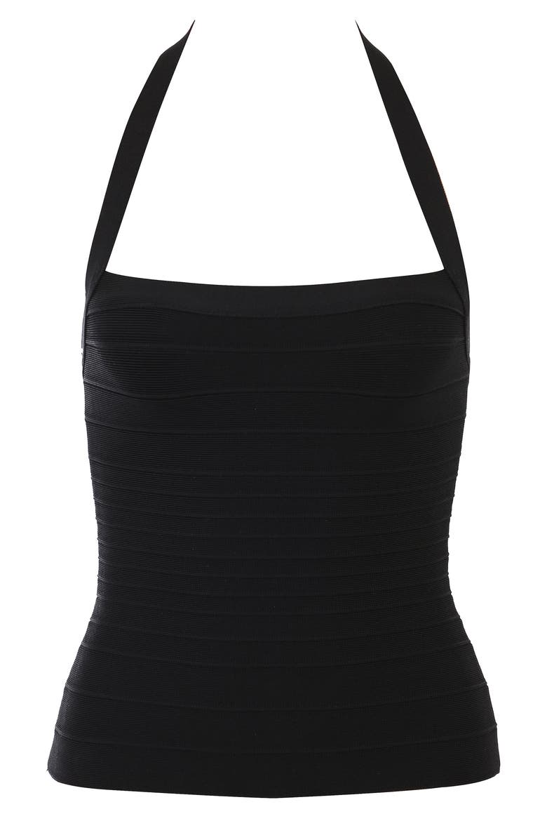 The Silhouette Bandage Halter Top, Alternate, color, BLACK