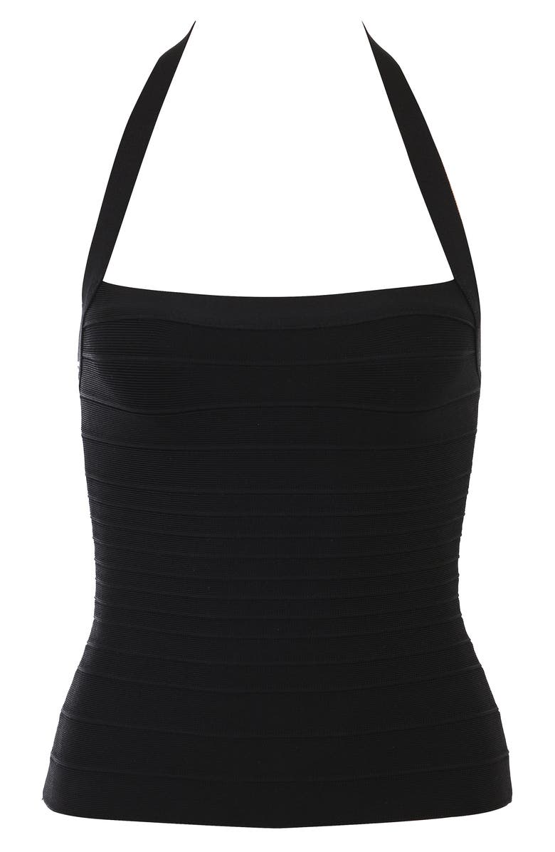 HOUSE OF CB The Silhouette Bandage Halter Top, Alternate, color, Black