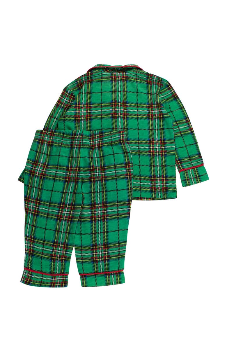 RuffleButts Gender Inclusive Button Up Pajama Set, Alternate, color, Green Nicholas Plaid