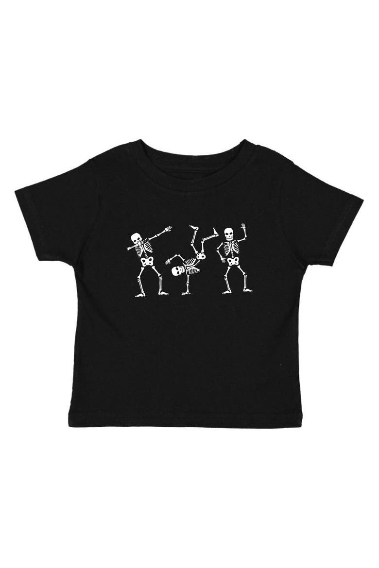 Glow In The Dark Silly Skelly Halloween Short Sleeve T-Shirt, Main, color, Black