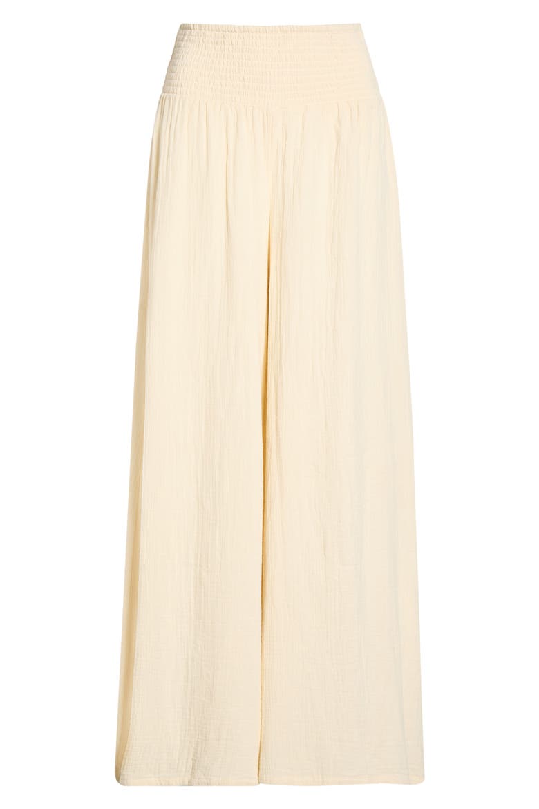 Smocked Waist Cover-Up Palazzo Pants, Alternate, color, NATURAL