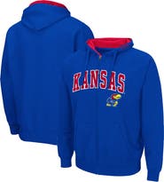 COLOSSEUM Men's Colosseum Royal Kansas Jayhawks Arch & Logo 3.0 Full-Zip Hoodie
