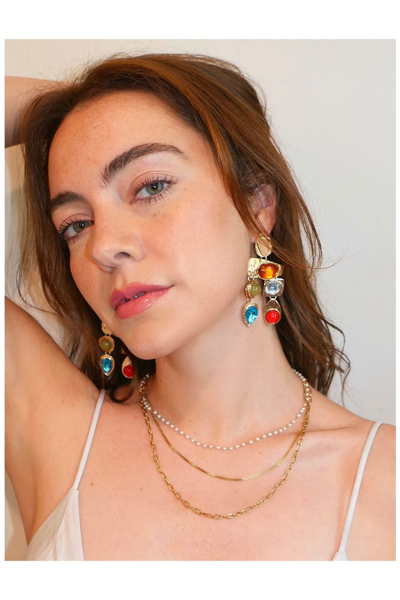 Resin Stone Drop Earrings, Alternate, color, SUNSET