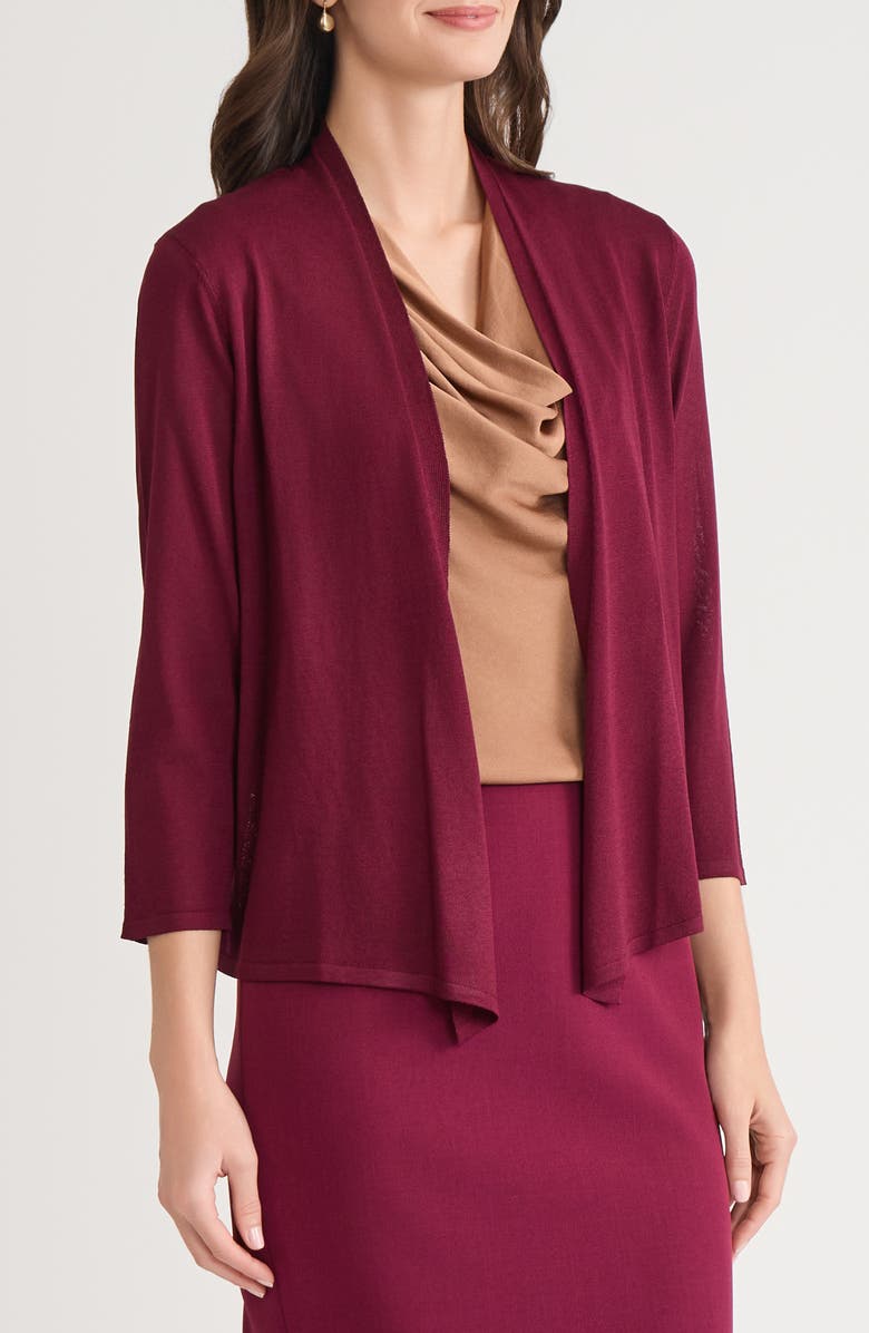 KASPER Open Front Cardigan, Alternate, color, Shiraz