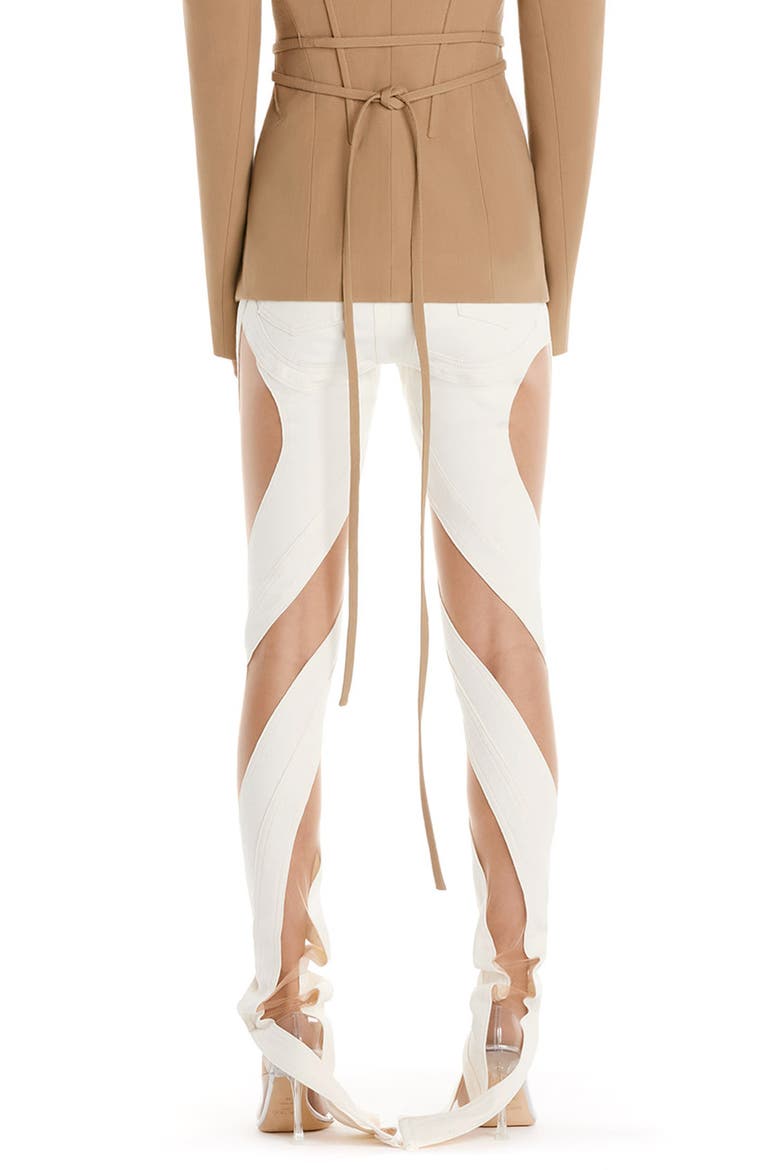 Sheer Tulle Inset High Waist Skinny Jeans, Alternate, color, IVORY / NUDE 01