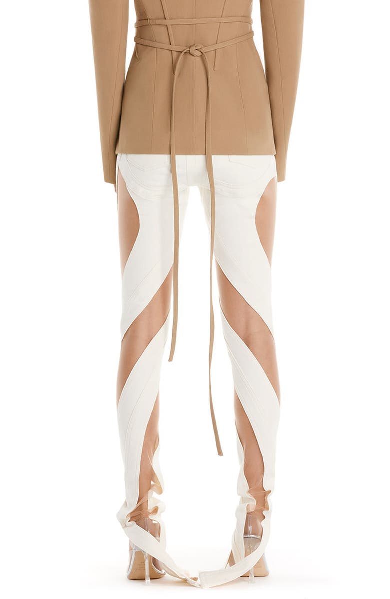 MUGLER Sheer Tulle Inset High Waist Skinny Jeans, Alternate, color,