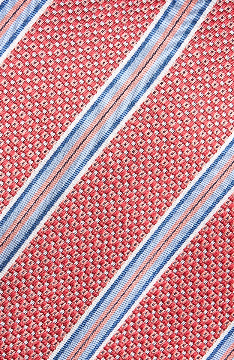 David Donahue Stripe Silk Jacquard Tie, Alternate, color, Coral
