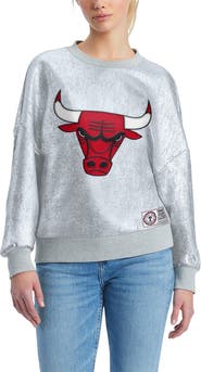 TOMMY JEANS Women's Tommy Jeans Silver Chicago Bulls Tracy Pullover Sweatshirt