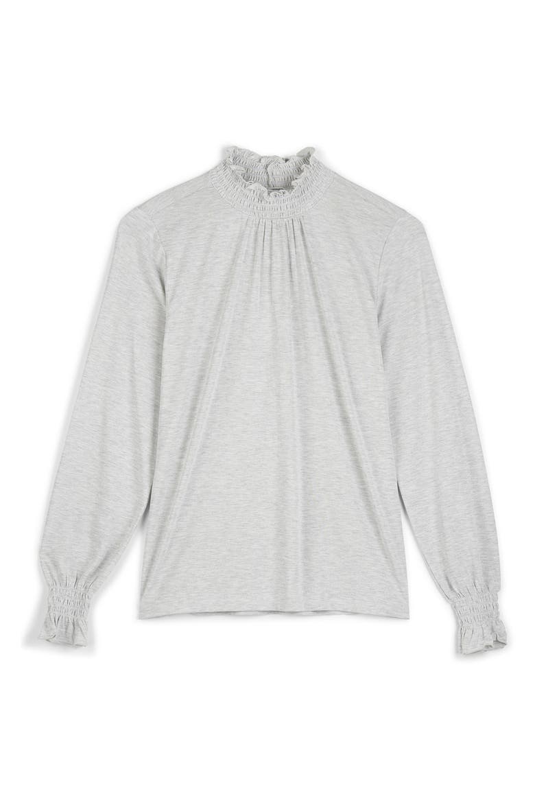 Smock Detail Long Sleeve Top, Alternate, color, HEATHER GREY