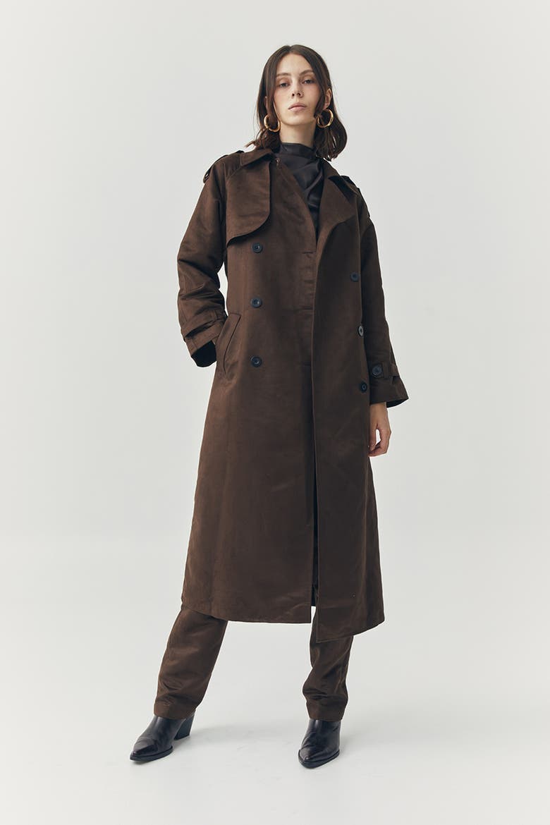 Jett Suede Coat, Alternate, color, Brown