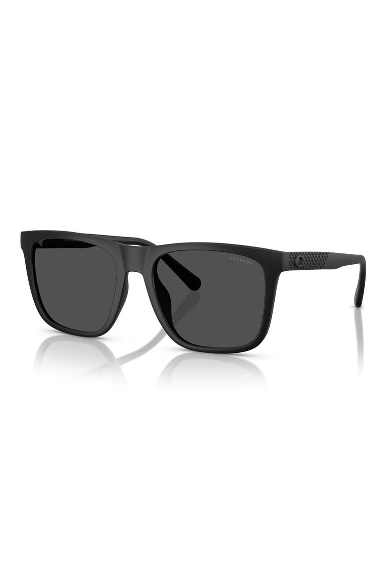 57mm Square Sunglasses, Alternate, color, MATTE BLACK / GREY SOLID