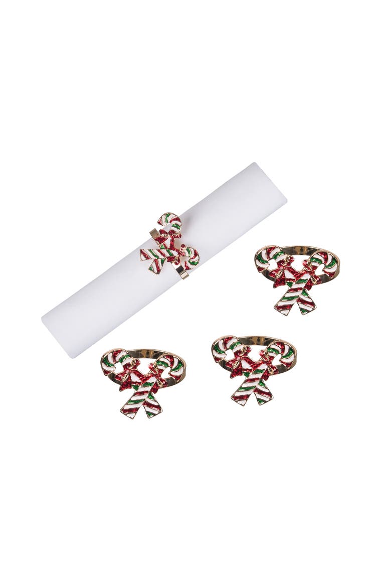 Candy Cane Napkin Rings Set of 4, Main, color, Red