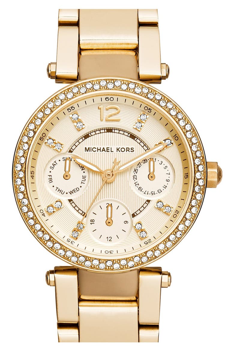 'Mini Parker' Multifunction Bracelet Watch, 33mm, Main, color, GOLD