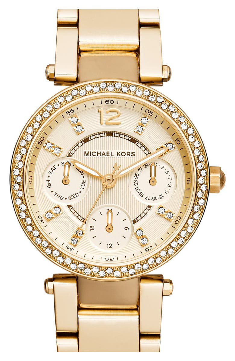 Michael Kors 'Mini Parker' Multifunction Bracelet Watch, 33mm, Main, color, 